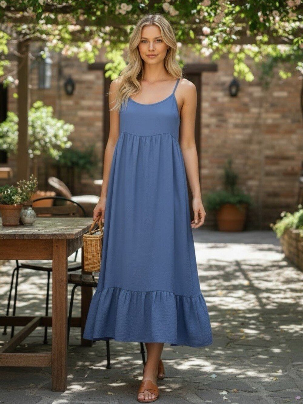 NWT See You Monday Womens Sz XL Blue Strappy Sleeveless Coastal Midi Dress